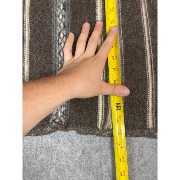 Vintage 90s Celtic Country Sweater Mens Medium Brown Striped Aztec Wool Fleece - Picture 4 of 4